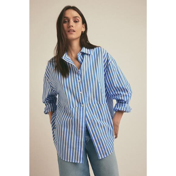 Favorite Daughter The Doors Always Open Ex Boyfriend Shirt - Xs Azure Stripe - Picture 1 of 5
